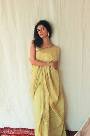 green bandhej saree