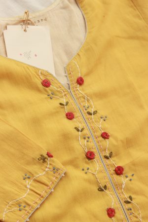 yellow linen cotton kurta set