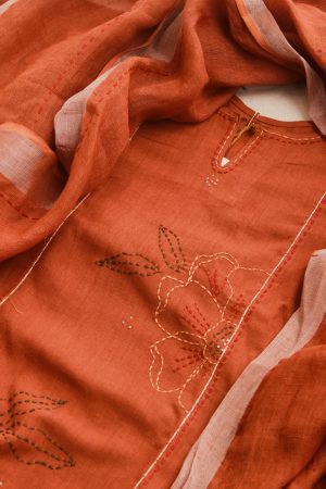 brown linen cotton kurta set