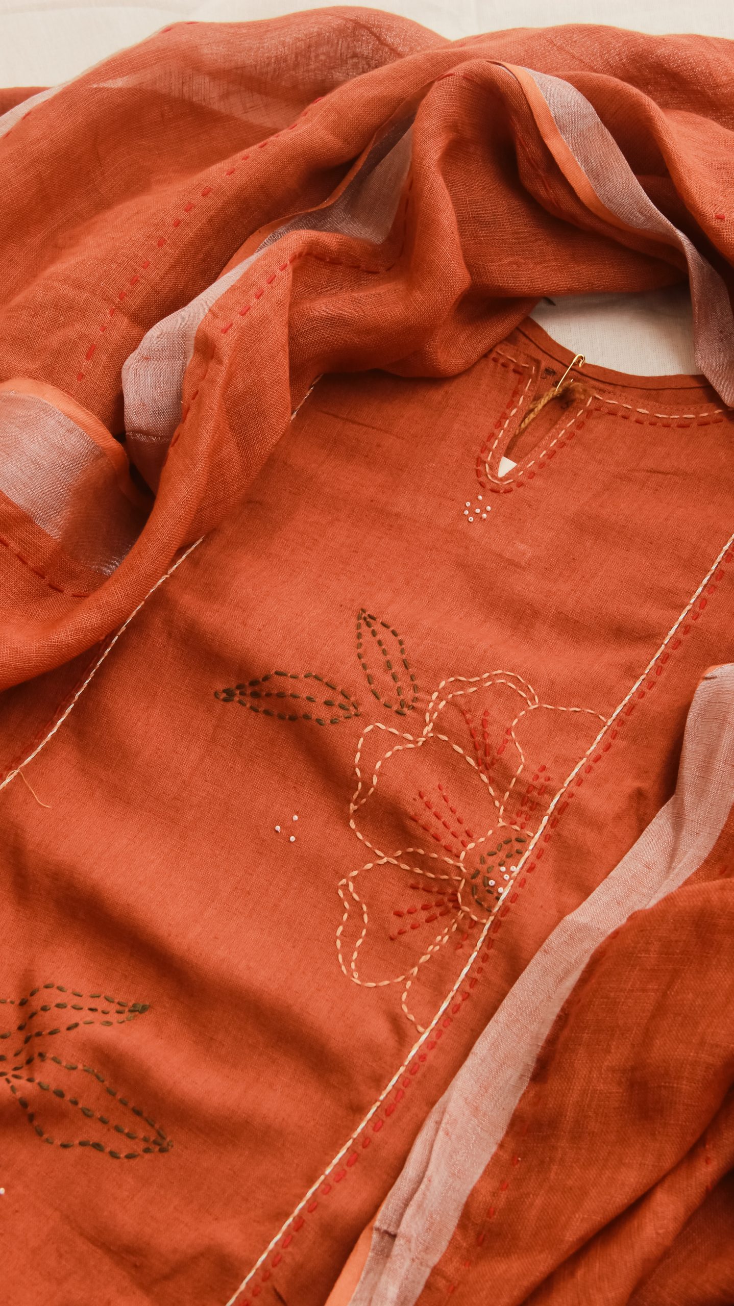 brown linen cotton kurta set