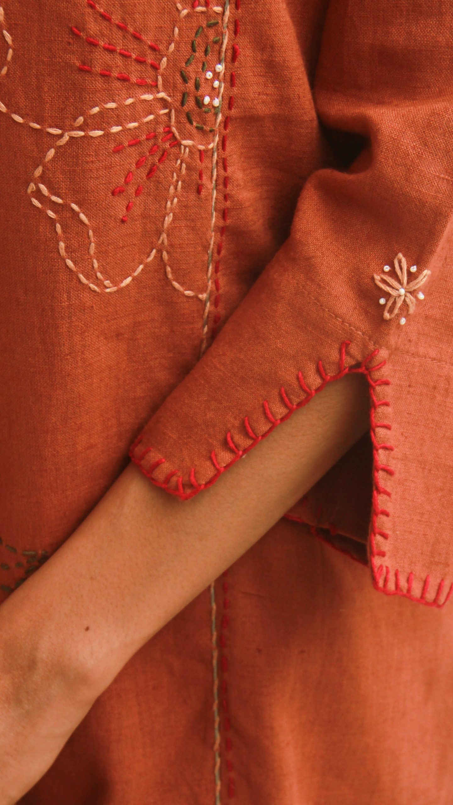 Brown Linen Cotton Kurta Set - Image 2