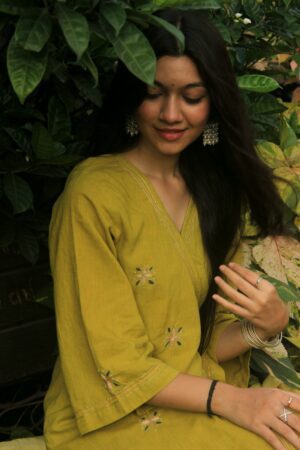 green angrakha kurta set