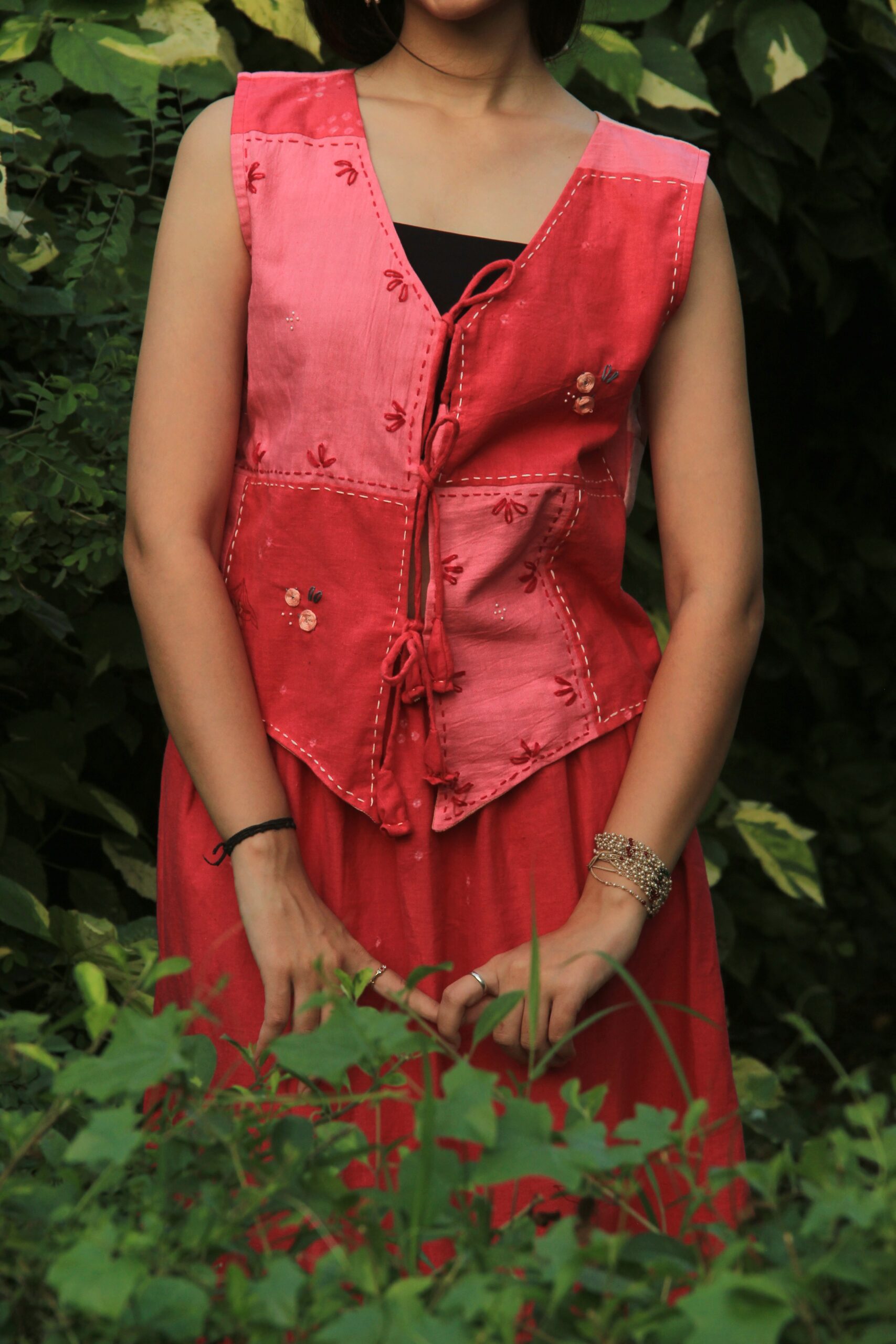 French Rose Vest and Maxi Skirt Set - Image 3