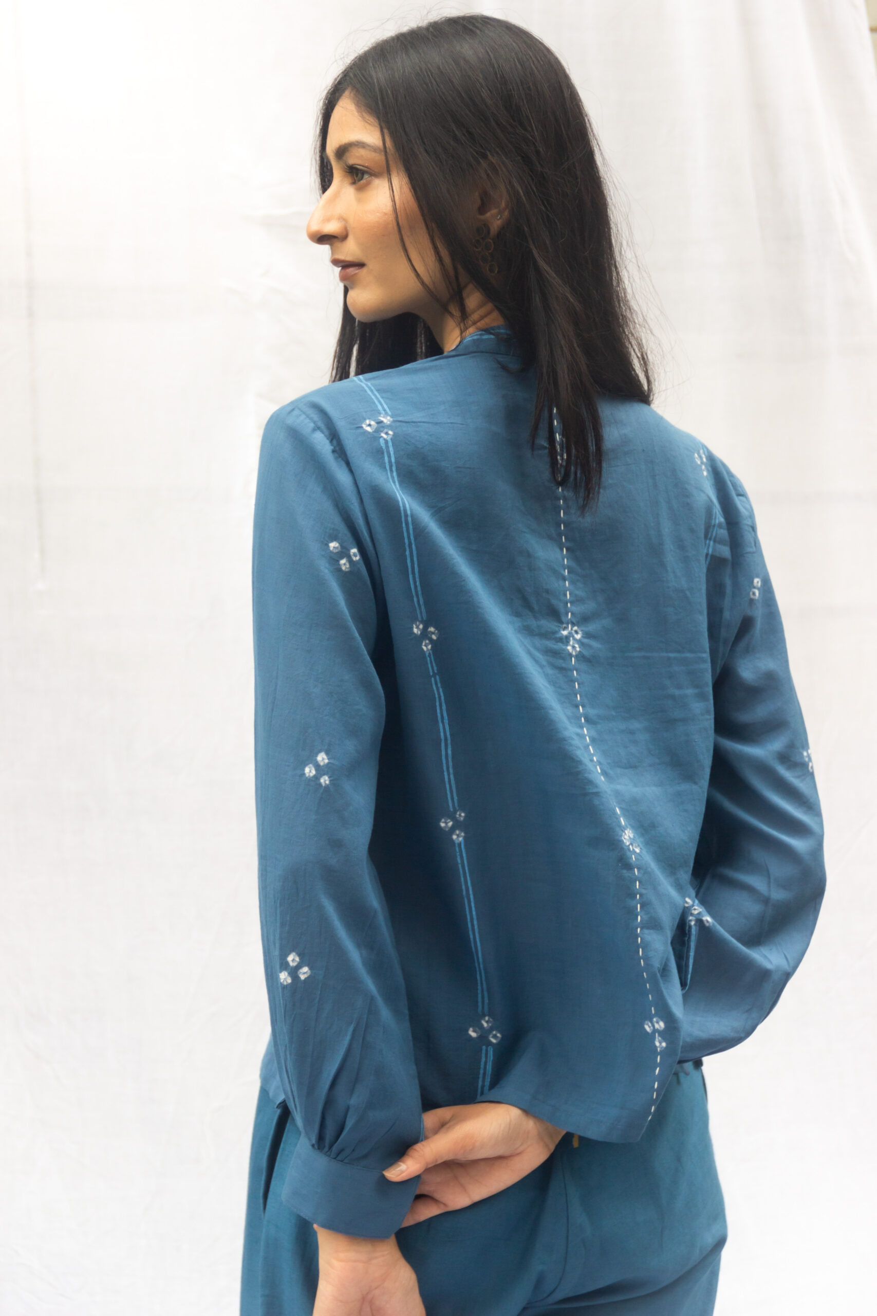 Moonlit River Blue Bandhej Top - Image 2