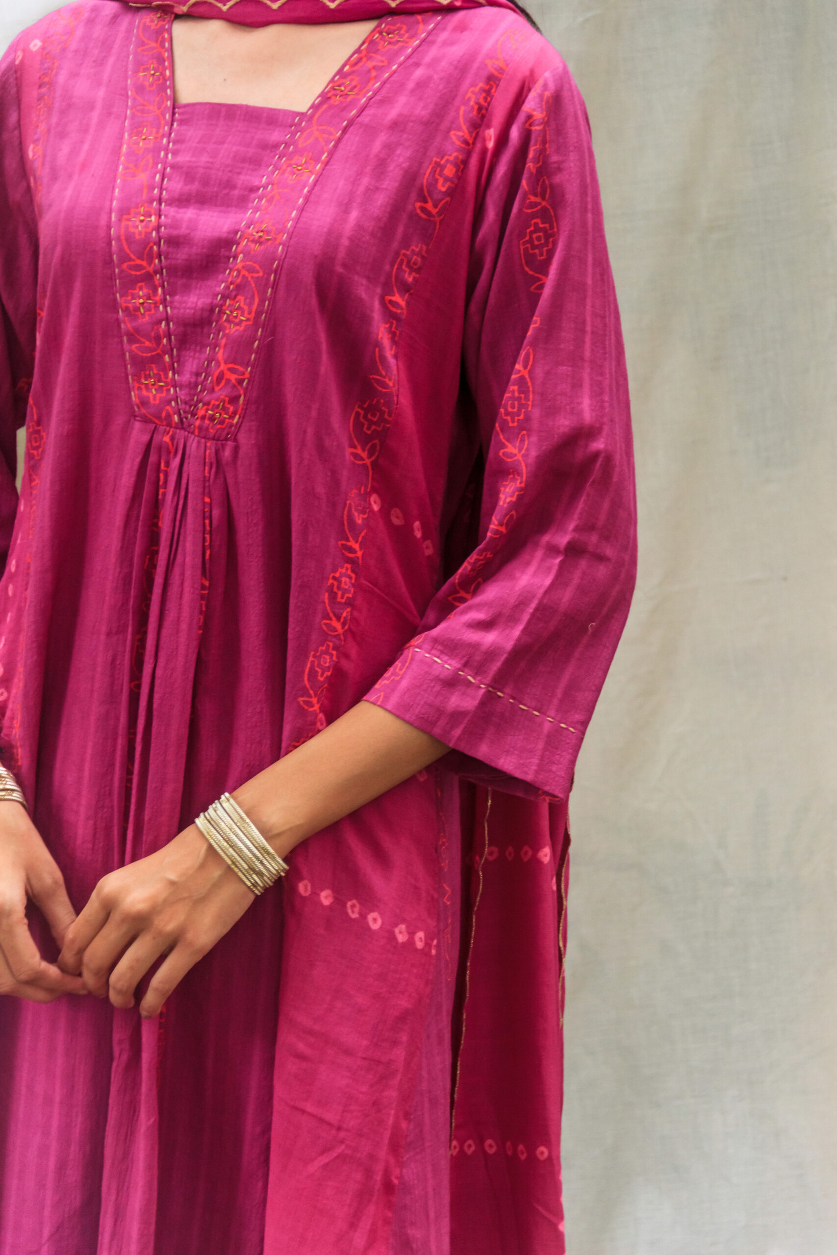 Purple Glow A-Line Cotton Kurta Set - Image 3