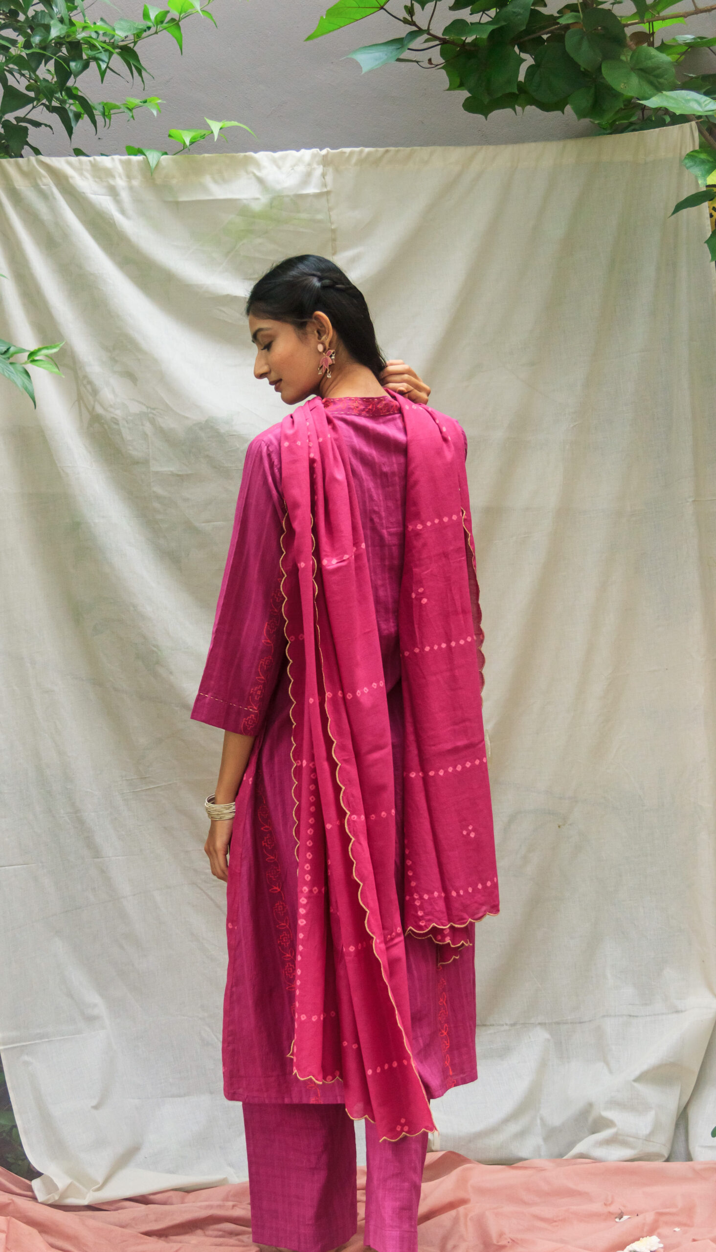 Purple Glow A-Line Cotton Kurta Set - Image 5