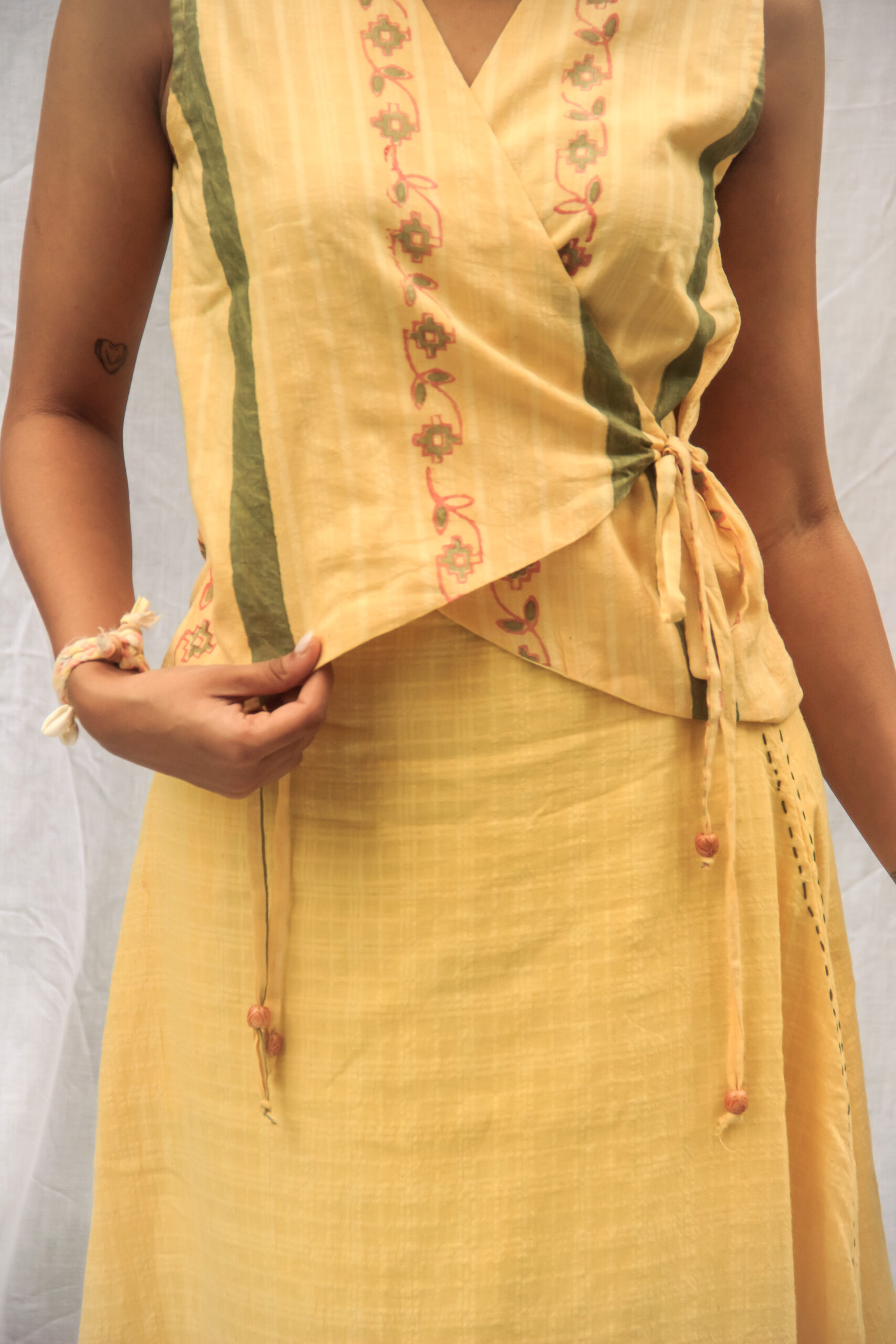 Yellow Dawn Cotton Wrap Top - Image 2